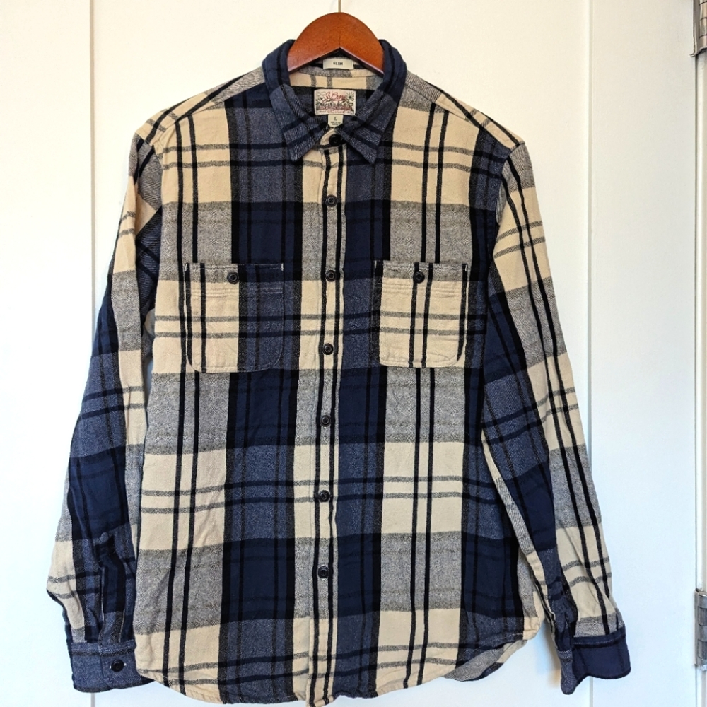 J.Crew Flannel shirt (blue, cream)